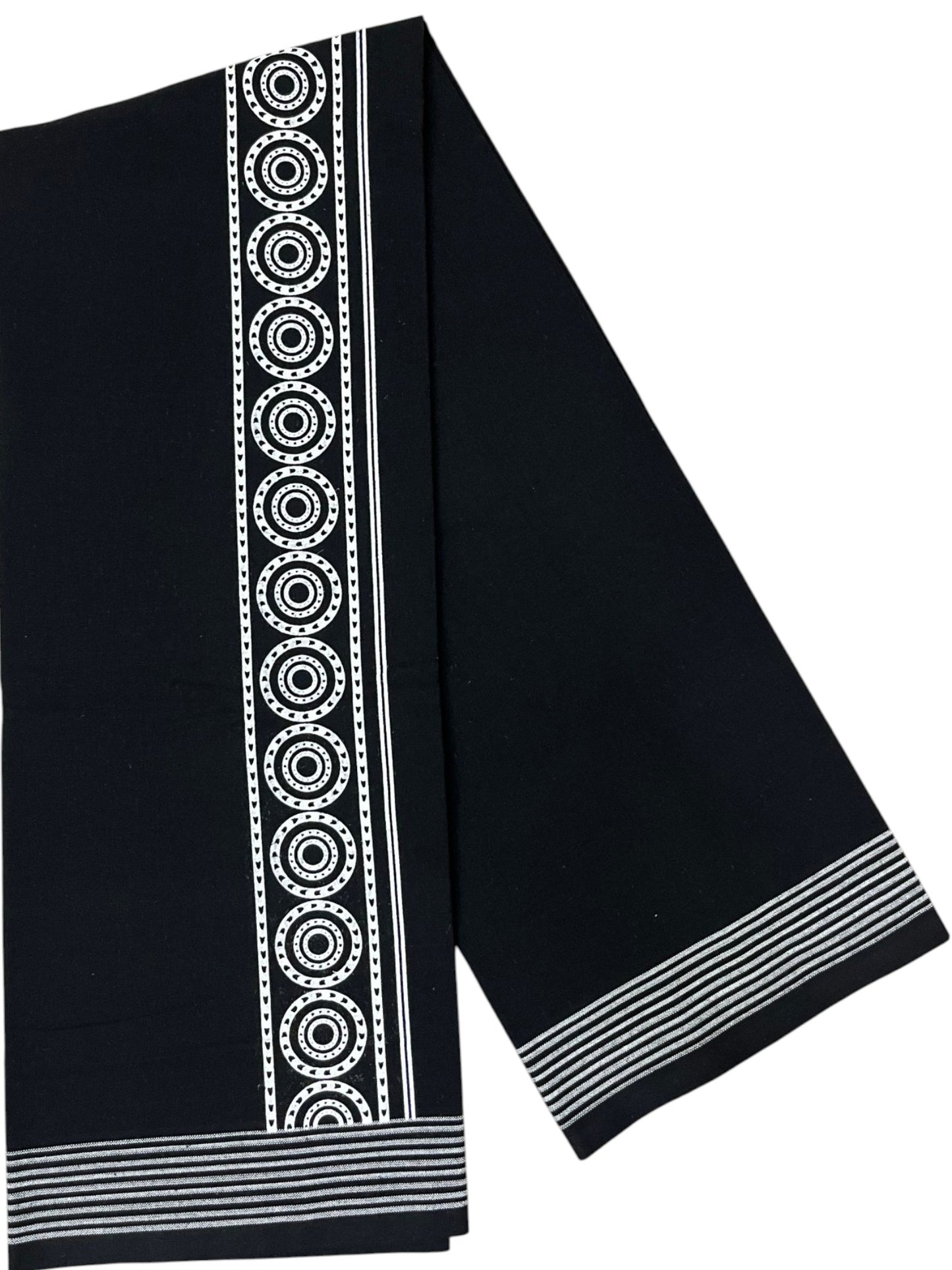 Southloom Black Printed Single Mundu / Otta Mundu / Lungi (South Indian Kerala Dhoti) SL319