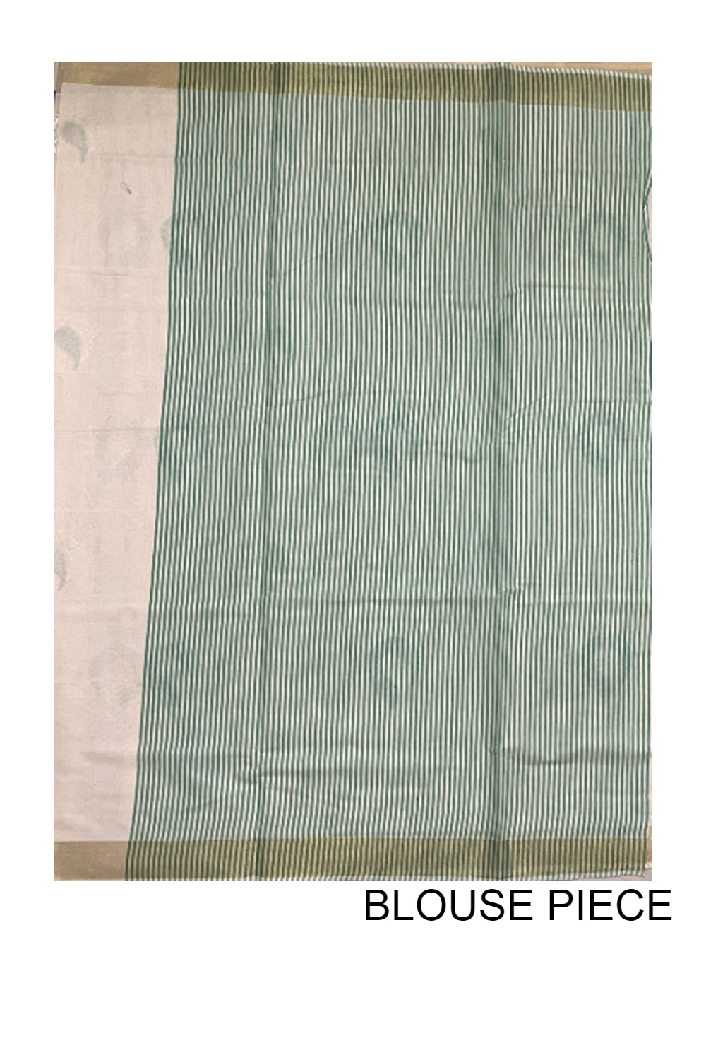 Pure Cotton Kerala Saree with Green Paisley Embroidery Work and Kasavu Border