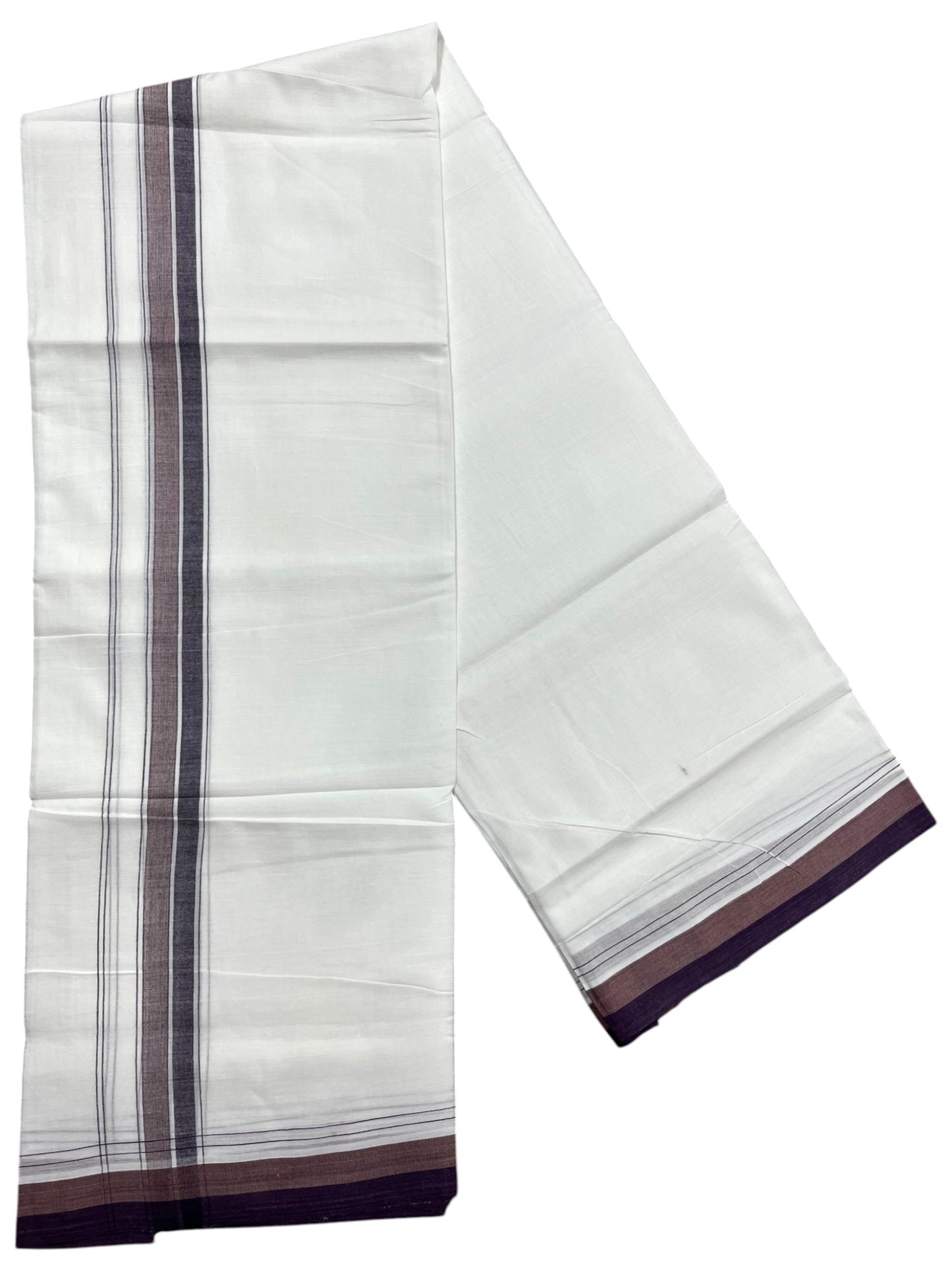 Southloom Pure Cotton Mundu with Purple Border (South Indian Kerala Dhoti)