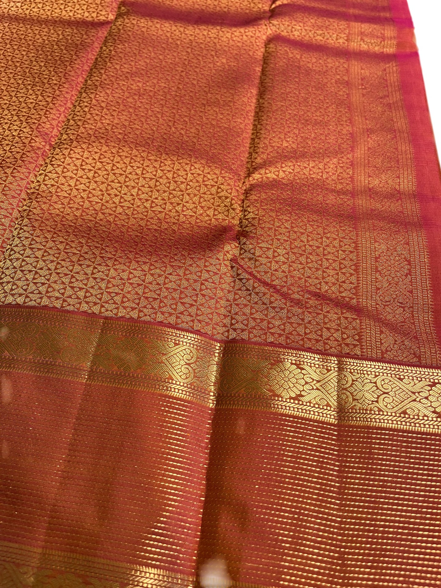 Southloom Pure Handloom Bridal Kanchipuram Silk Saree with Korvai Work (Yellow & Magenta)