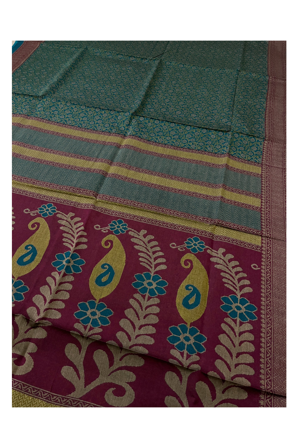 Southloom Cotton Green Designer Printed Saree