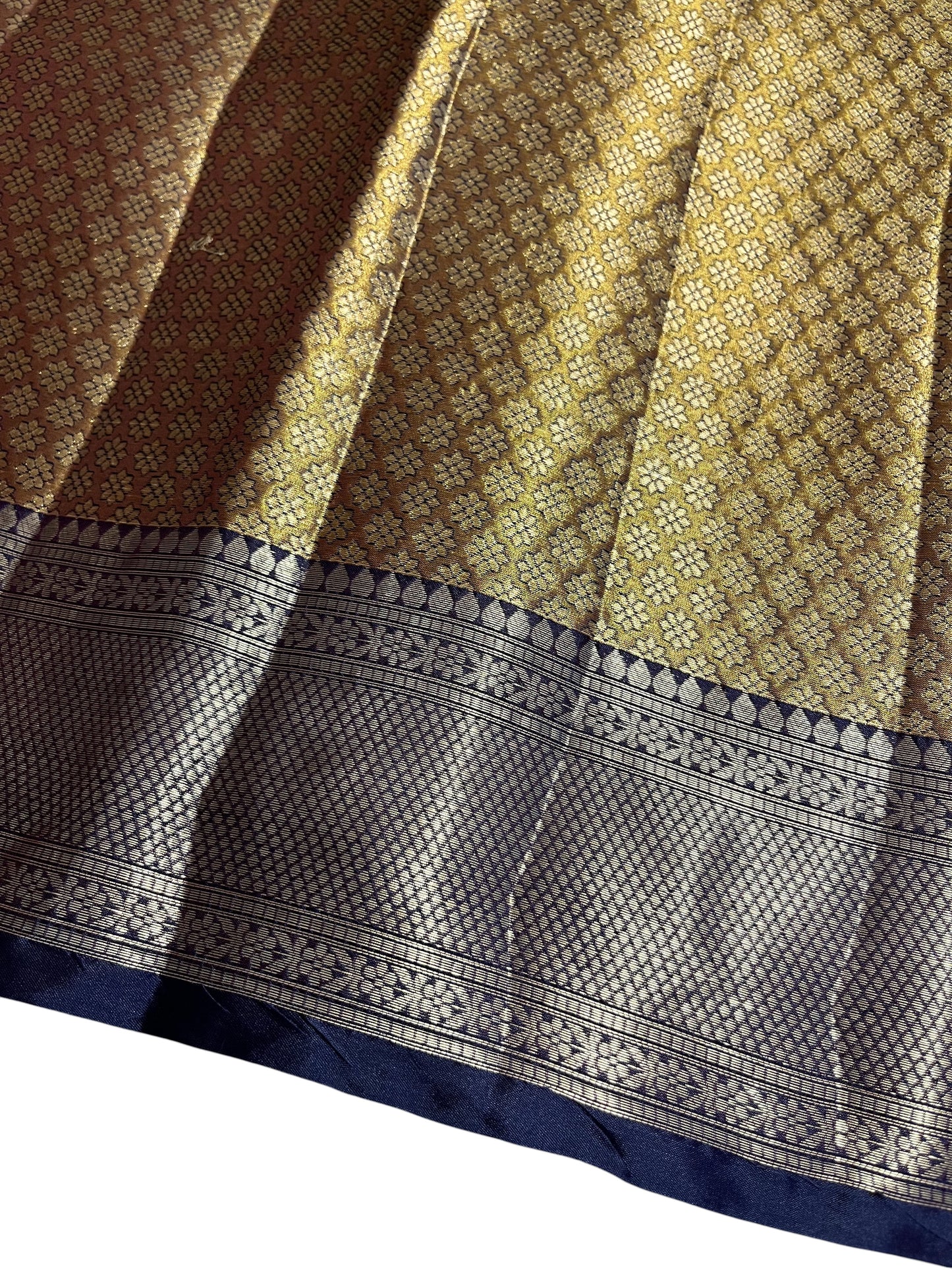 Southloom Semi Banarasi Katan Tissue Saree with Woven Work on Body and Borders (Golden & Blue)