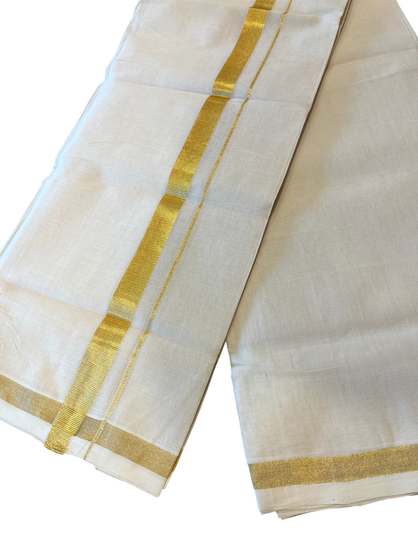 Southloom Premium Handloom Cotton Gold Kasavu Double Mundu