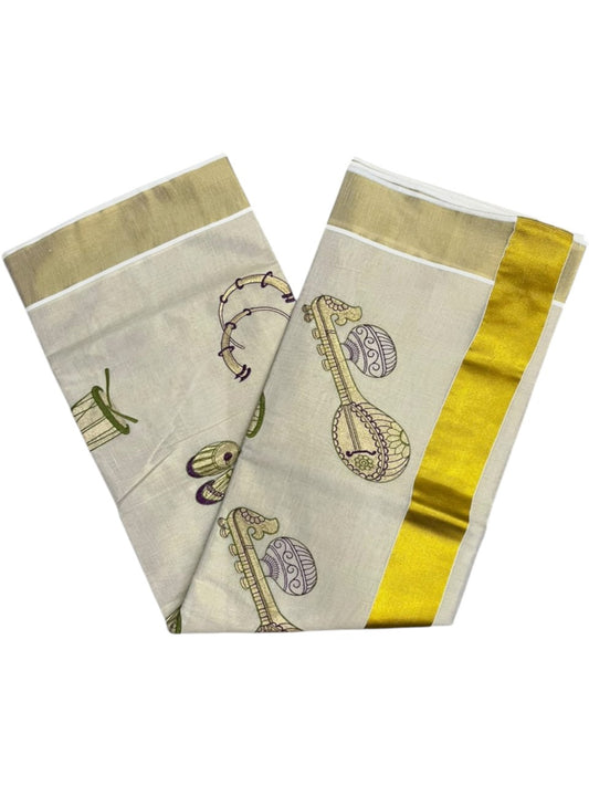 Southloom Kerala Tissue Purple&Olive Green Veena Embroidery Saree SL302