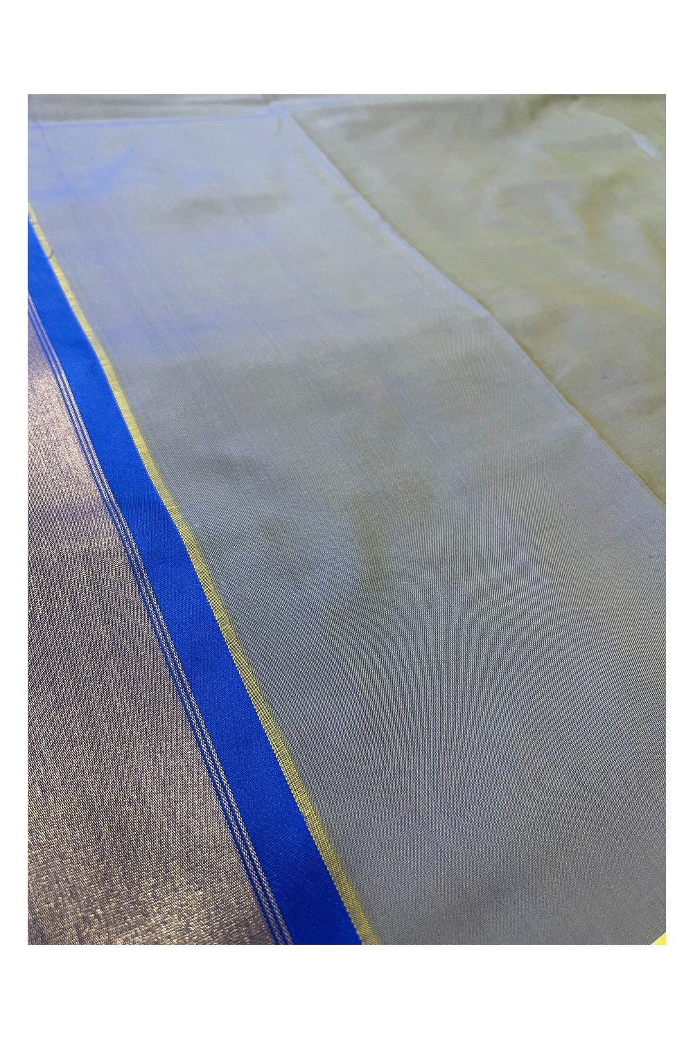 Southloom South Silk Pattu Saree With Beige Body and Blue Pallu