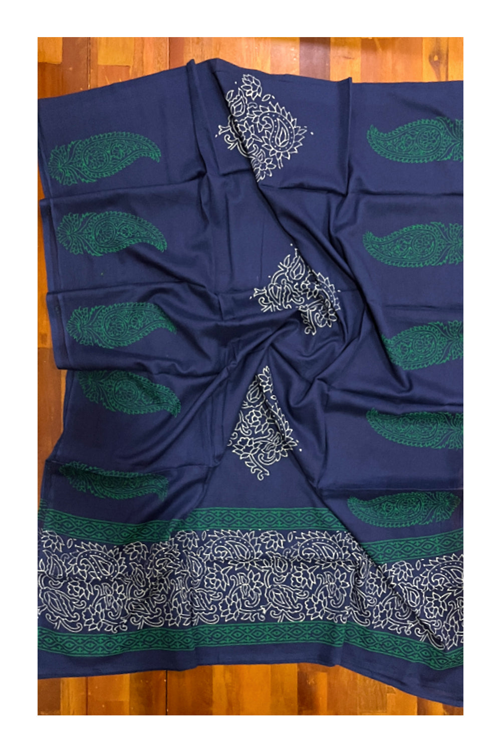 Southloom™ Cotton Churidar Salwar Suit Material in Green with Paisley Prints