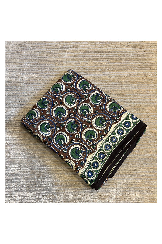 Southloom Pure Modal Silk Saree With Original Hand Block Print On Body Pallu And Blouse