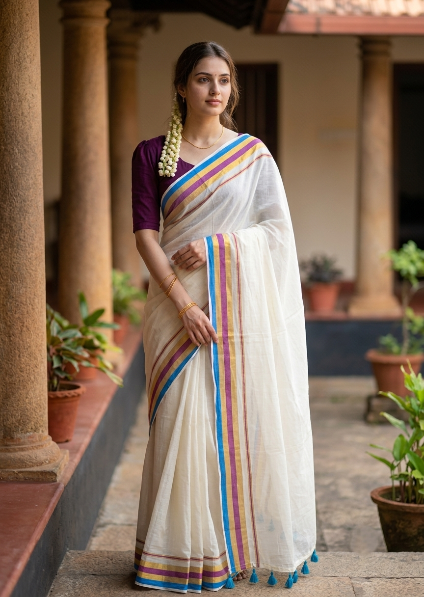 Southloom Mul Cotton 120 x 120 Soft Fabric Saree SL215
