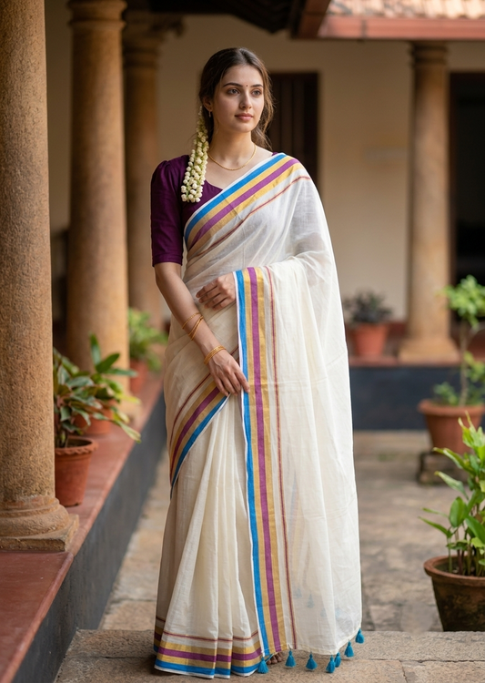 Southloom Mul Cotton 120 x 120 Soft Fabric Saree SL215