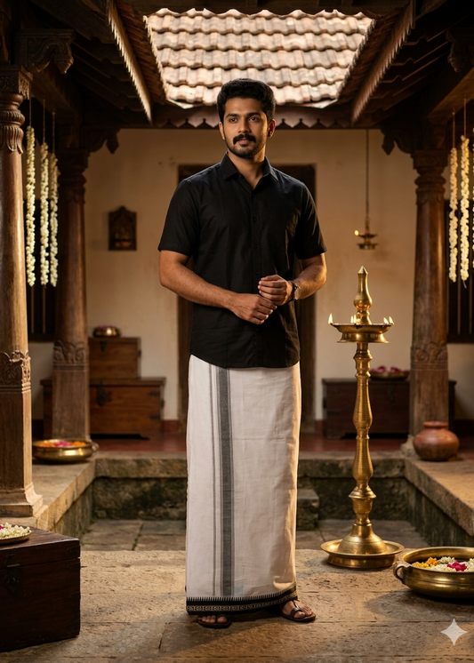 Single Dhothi with Black Border SL233