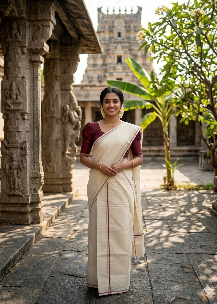 Southloom Puliyilakara Set Mundu (Maroon) 2.80 mtrs SL136 (Copy)