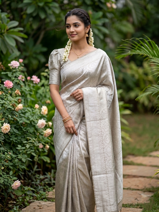Southloom Tissue Silk Saree with Woven Work on Body and Borders