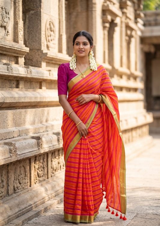 Southloom Mul Cotton 120 x 120 Soft Fabric Saree SL215