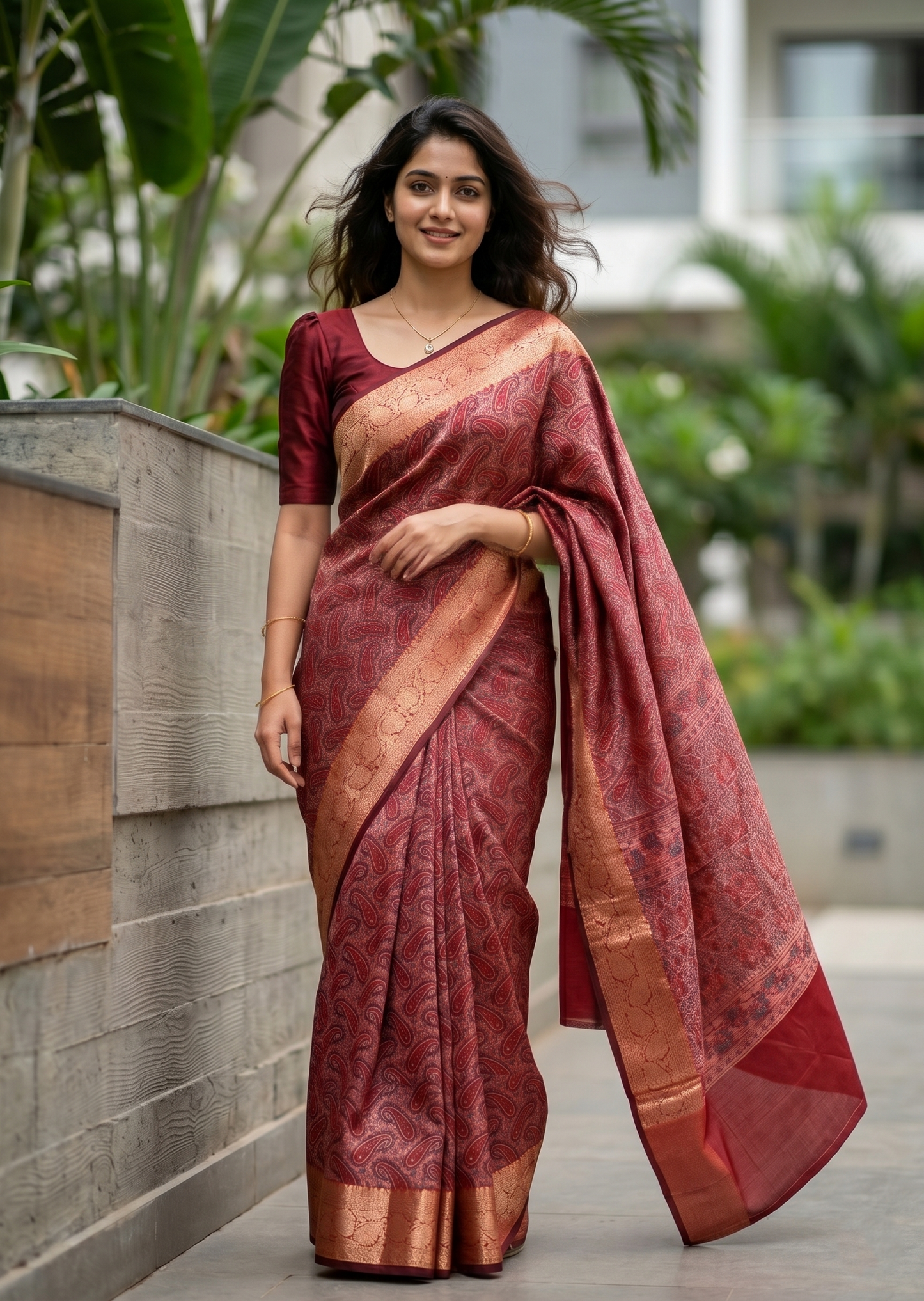 Southloom Resham Work Soft Cotton Banarasi Saree with Woven Work on Body and Borders