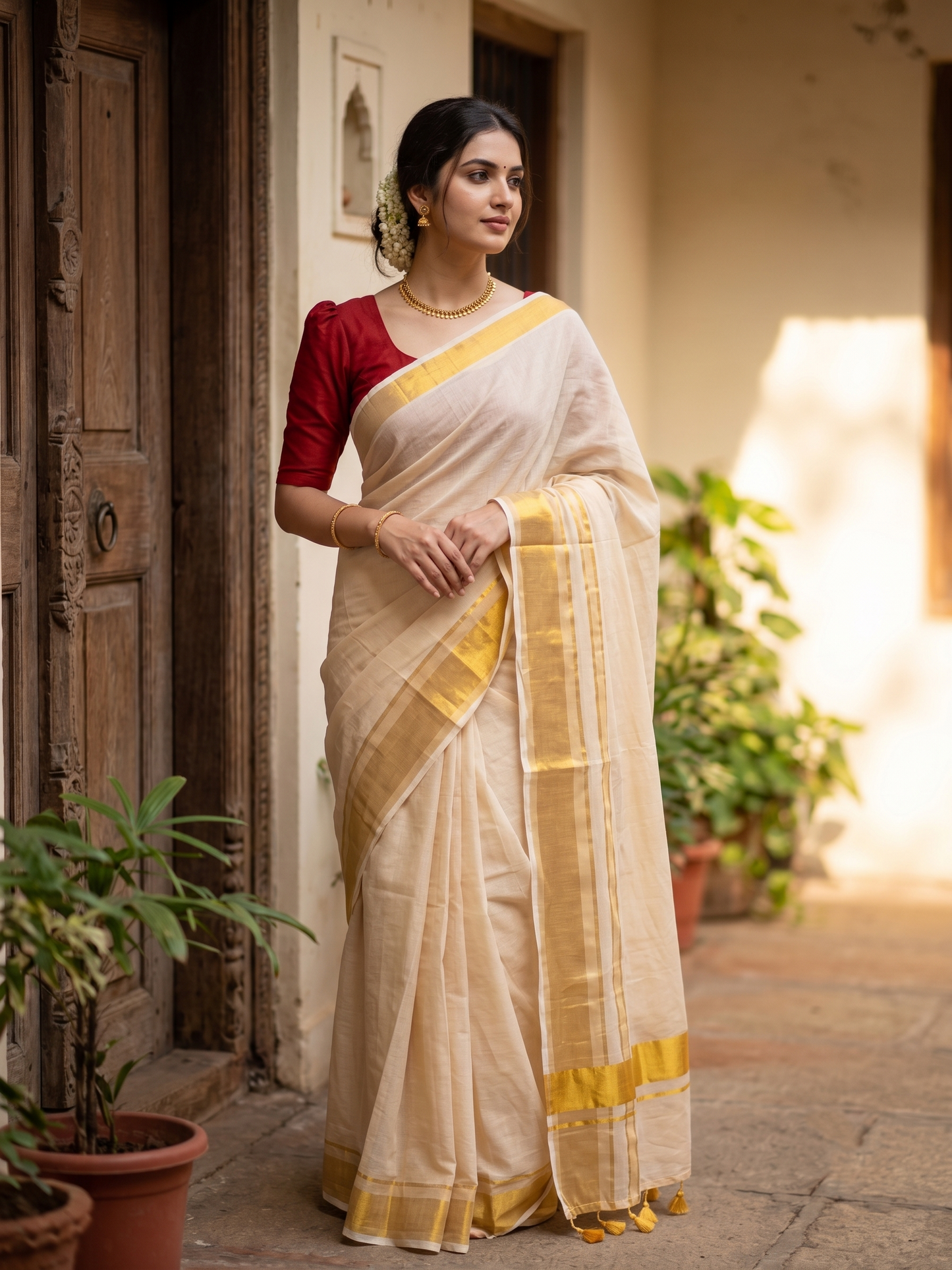Southloom Mul Cotton 120 x 120 Soft Fabric Saree SL215