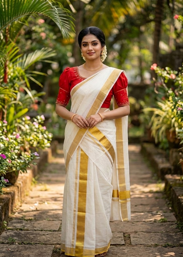 Southloom Premium Cotton Handloom Set Mundu with Chuttikara Kasavu And 2 Inch Golden Border (2.80 Mtr) SL617