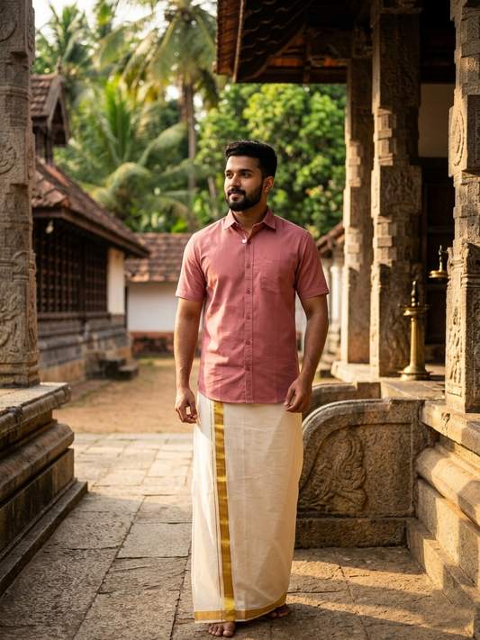 Pure Cotton Brick Red Solid Shirt SLSHIRT 38 HS