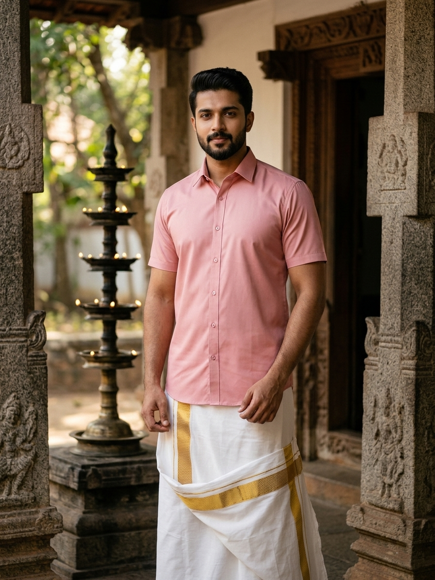 Southloom Pure Cotton Dark Peach Plain Shirt SLSHIRT 38 HS