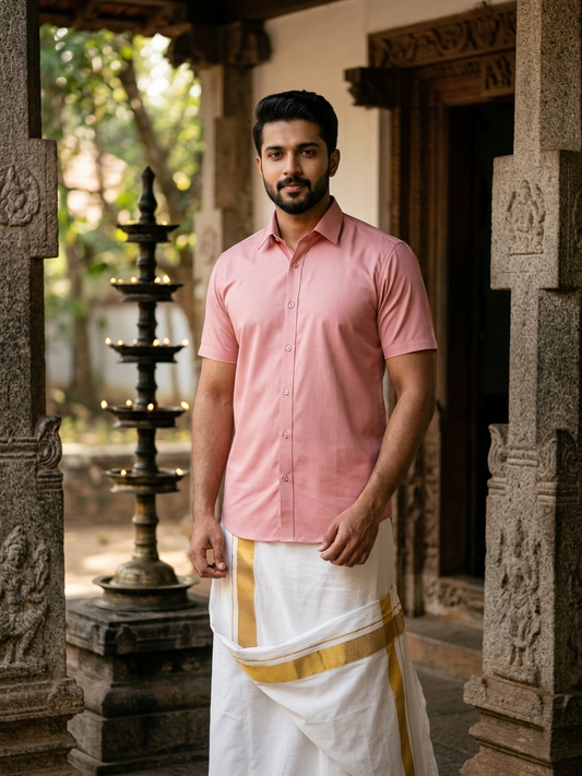 Southloom Pure Cotton Dark Peach Plain Shirt SLSHIRT 38 HS