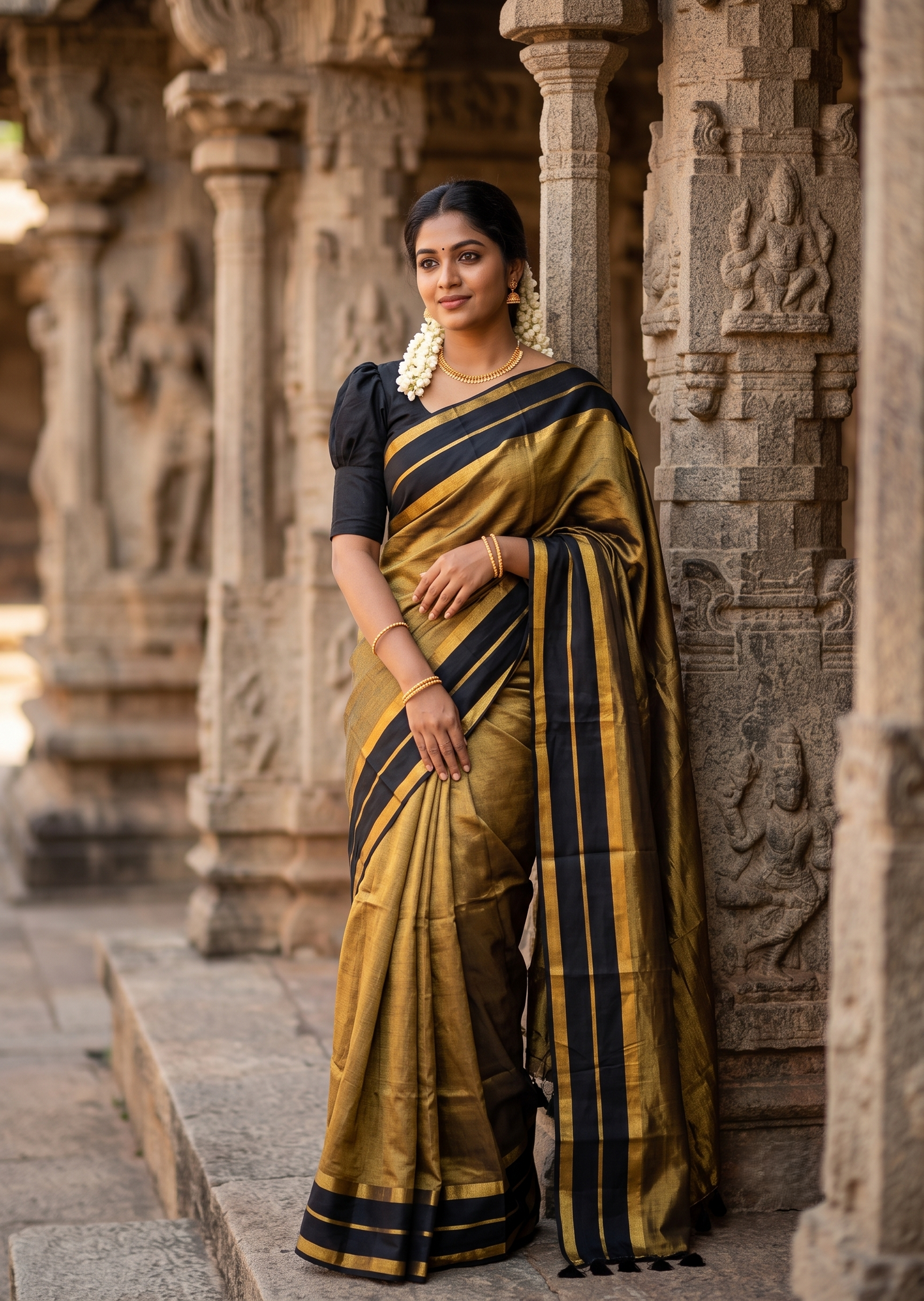 Southloom Tissue Mul Cotton 120 x 120 Soft Fabric Saree SL215