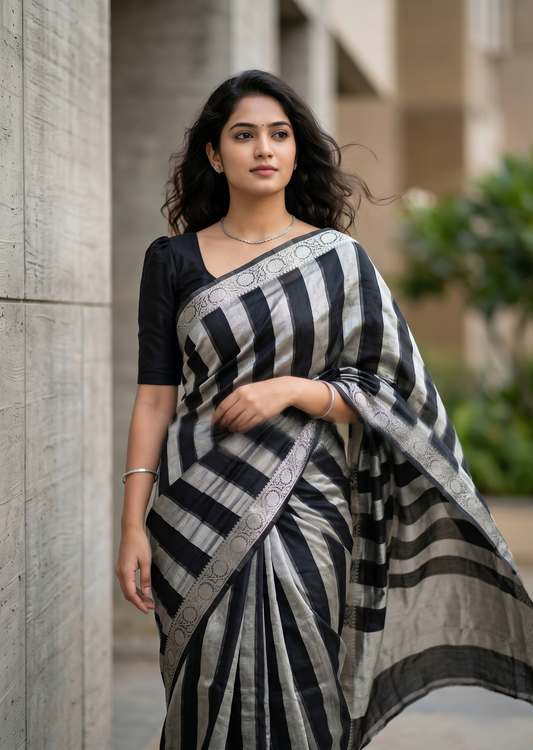 Southloom Tissue Organza Saree With Stripes Design in Double colour SL354