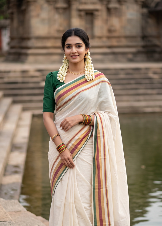 Southloom Mul Cotton 120 x 120 Soft Fabric Saree SL215