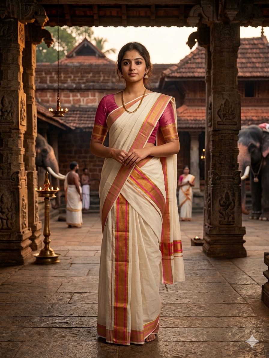 Kerala Cotton Kasavu With Kara Single Set Mundu (2.80 mtrs) SL418