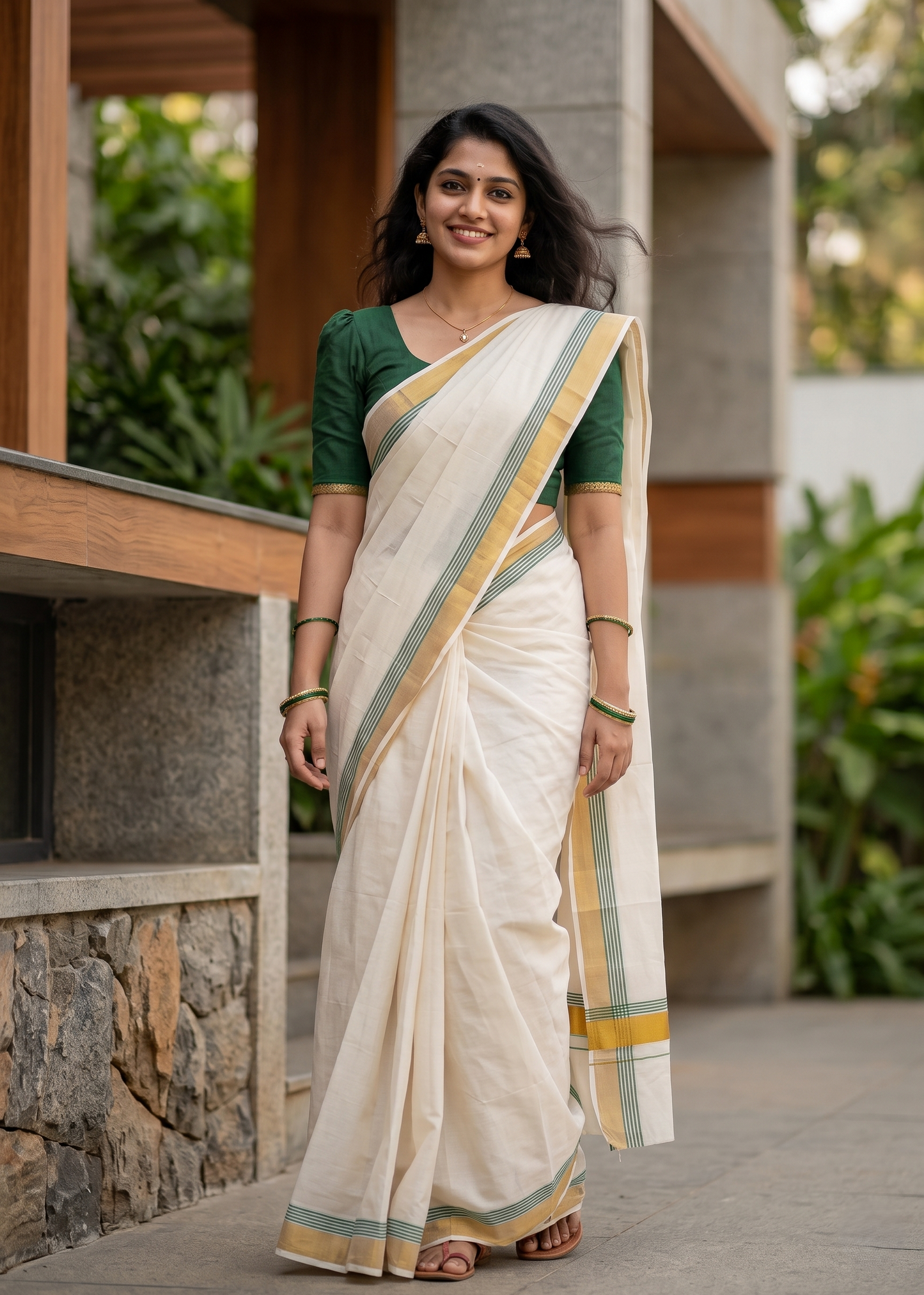 Kerala Cotton Plain Body With Golden Kasavu Border Saree SL473