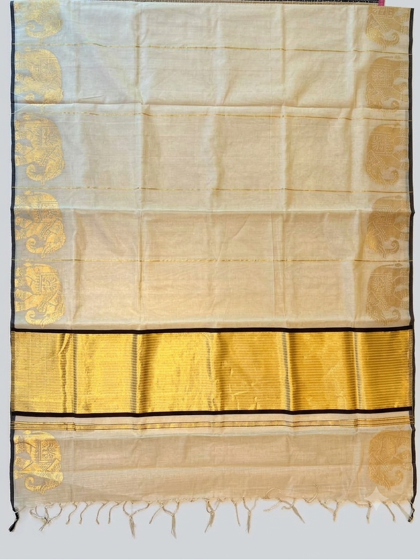 Southloom Premium Balaramapuram Handloom Tissue Saree With Deer Design SL575