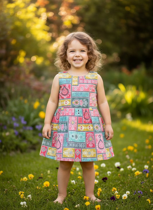 Southloom Pure Cotton Jaipur Printed Frocks for Girls (Age 1-2)