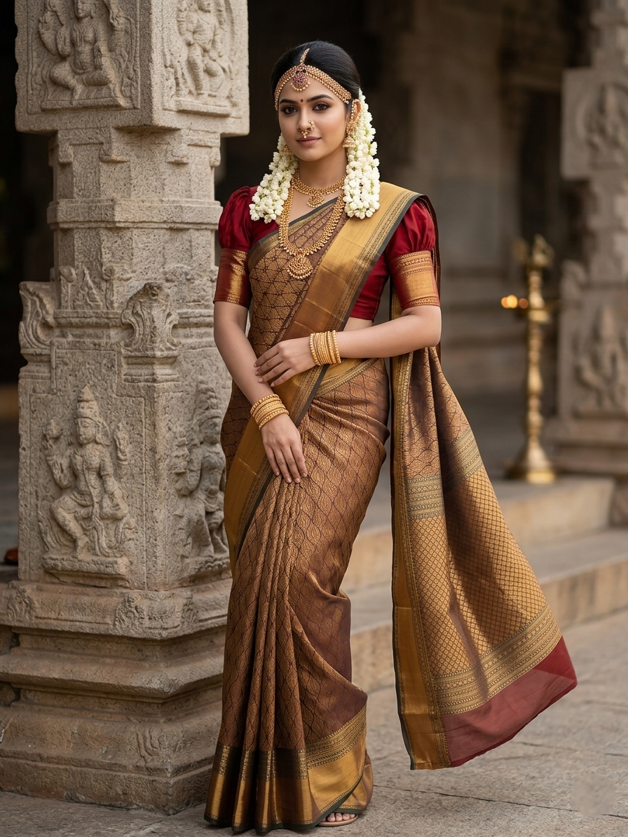 Southloom Premium Semi Silk Zari Work Brocade Saree in Bridal Green with Matching Pallu