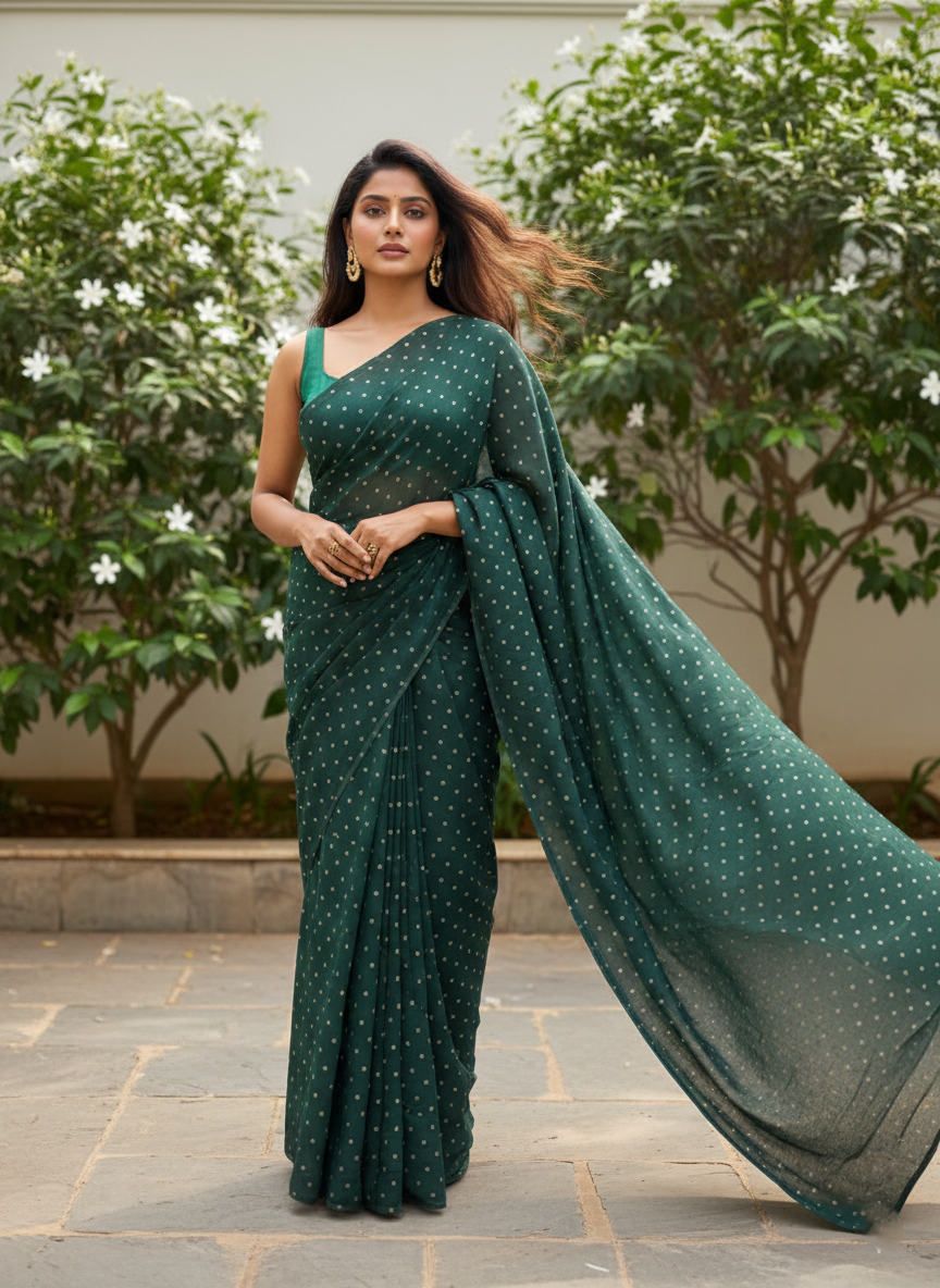 Southloom Desginer Vichithra Silks Saree in Green