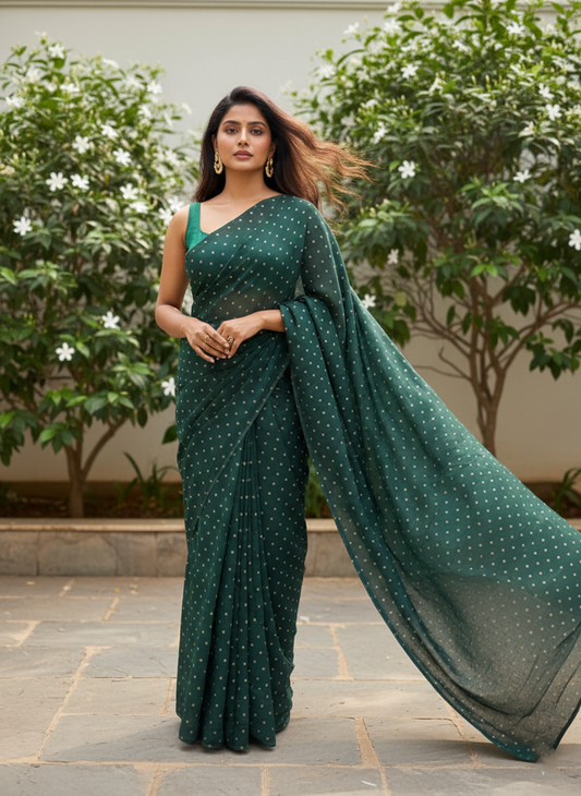 Southloom Desginer Vichithra Silks Saree in Green