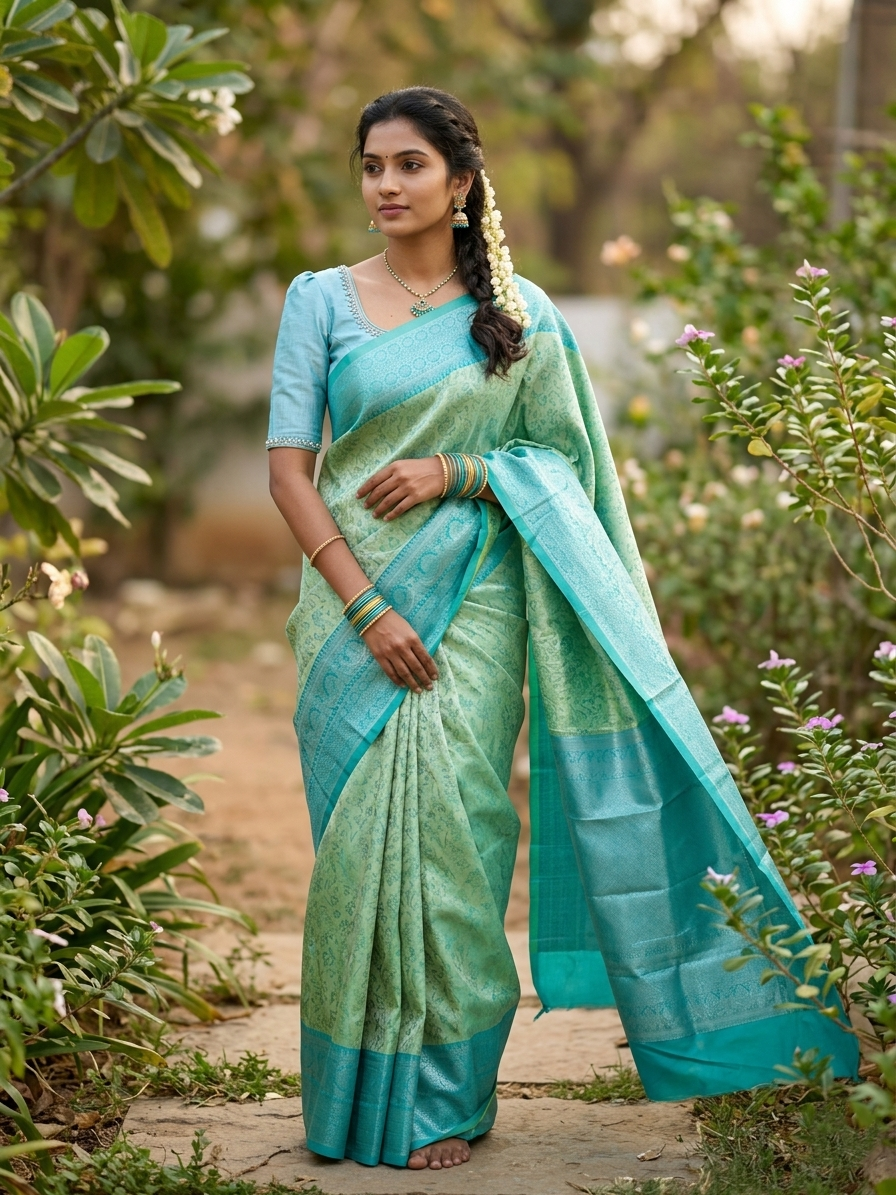 Southloom Tissue Silk Saree with Woven Work on Body and Borders