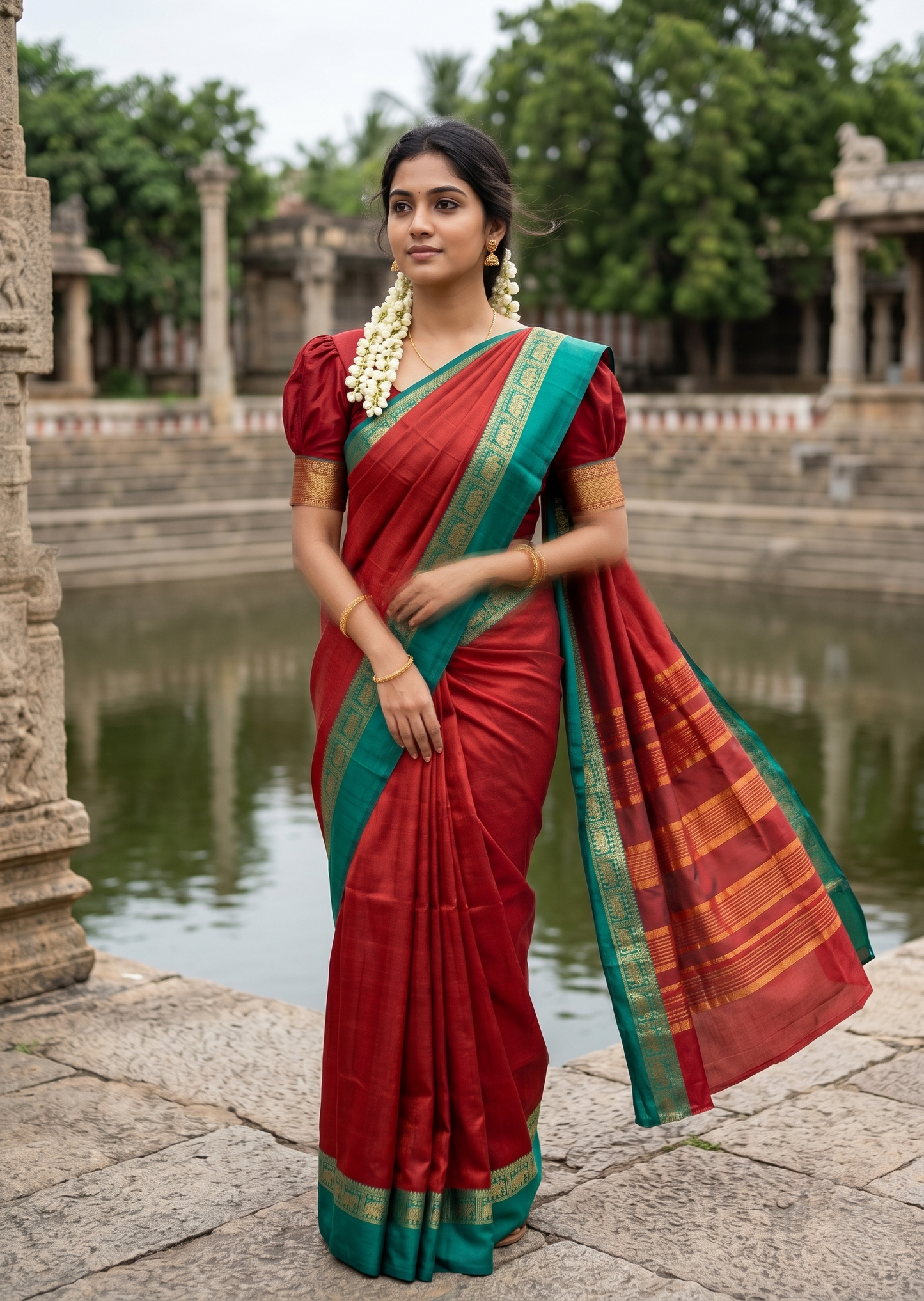 Southloom Kerala Semi Silk Narayan Pett Saree With Woven Work on the Boders With Maroon