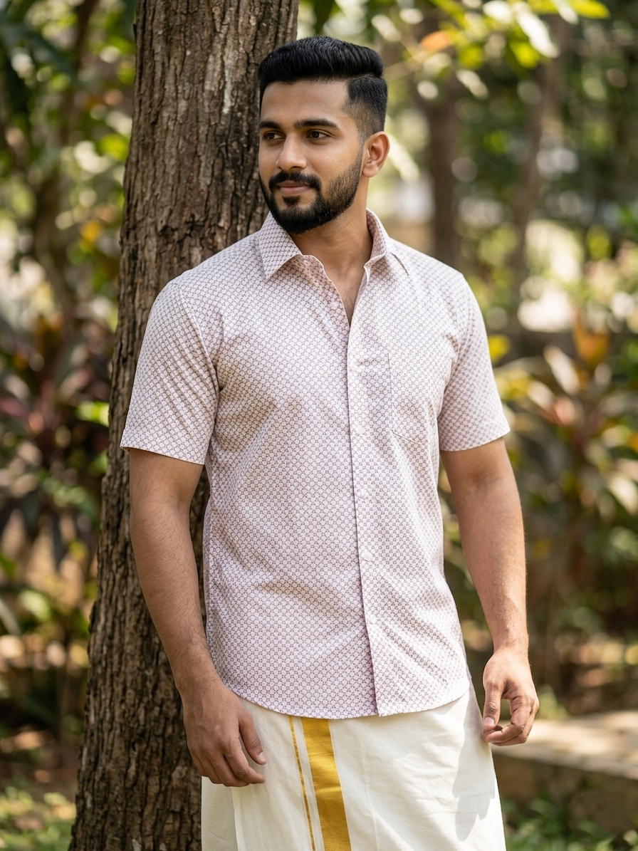 Pure Cotton Pink Printed Shirt SLSHIRT 48 HS
