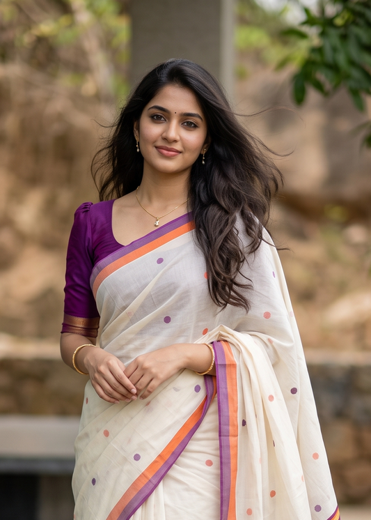 Southloom Blaramapuram Unakkupavu Premium Handloom Cotton Saree SL618