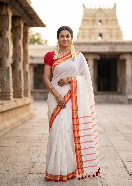 Southloom Mul Cotton 120 x 120 Soft Fabric Saree SL215