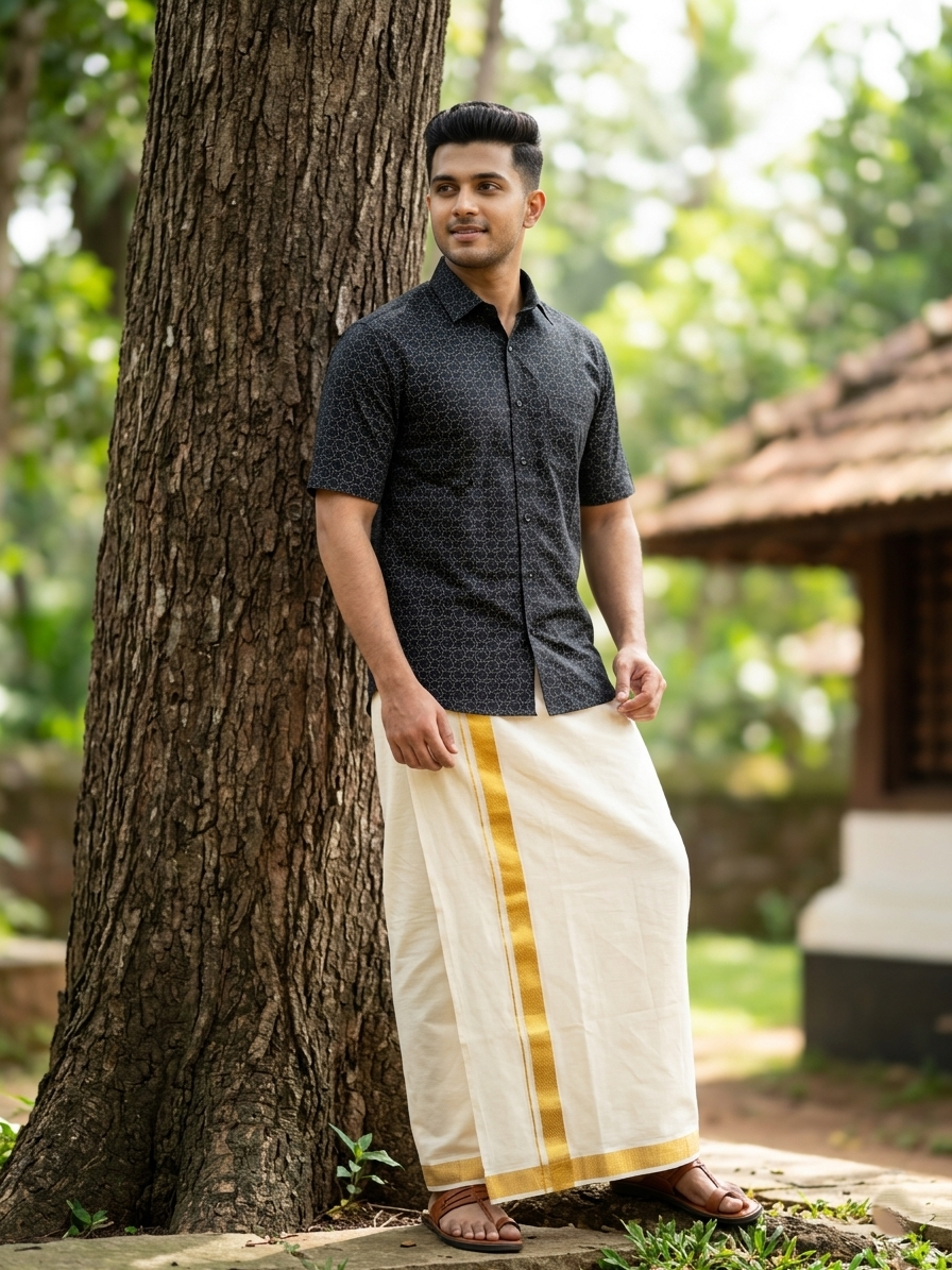 Pure Cotton Black Printed Shirt SLSHIRT 46 HS