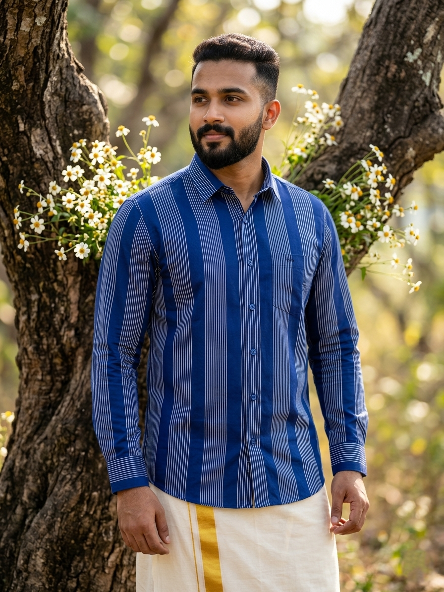 Pure Cotton Blue Lines Shirt SLSHIRT 44 FS
