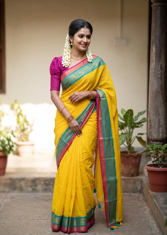 Southloom Mul Cotton 120 x 120 Soft Fabric Saree SL215