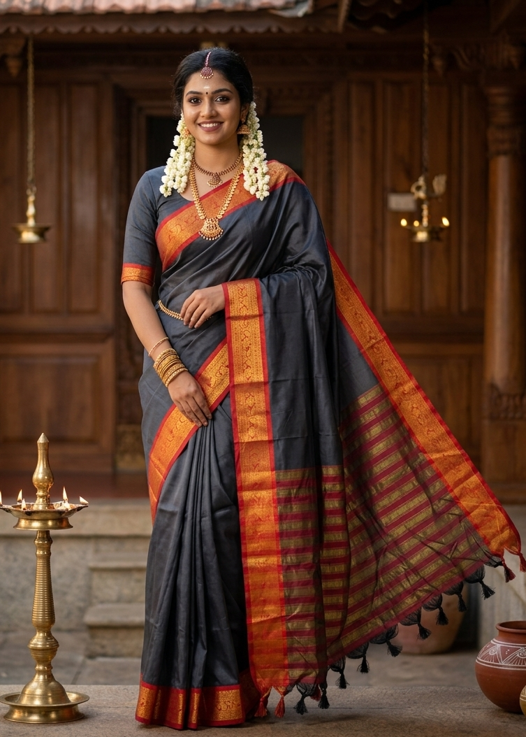 Semi Silk Zari Woven Border Saree SL173
