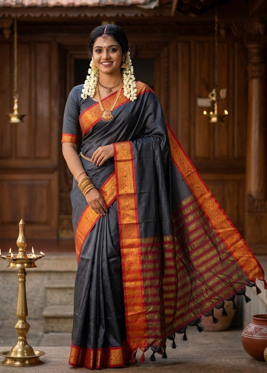 Semi Silk Zari Woven Border Saree SL173