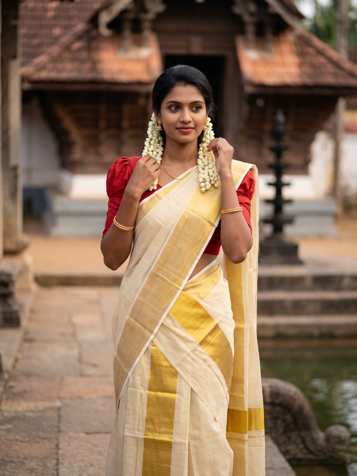 Southloom Tissue Set Mundu with Gold Kasavu Borders In 5 Inch 2.80 Mtrs SL377