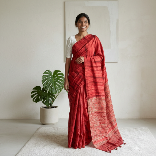 Red Modal Silk Saree SL214