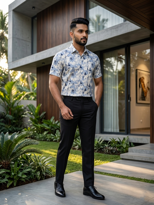 Southloom Pure Cotton Blue Printed Shirt SLSHIRT 38 HS