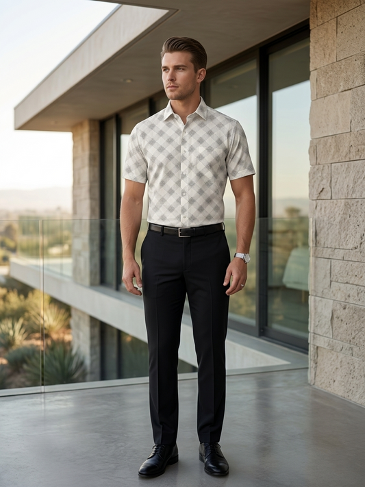 Southloom Pure Cotton Off-White Printed Shirt SLSHIRT 38 HS