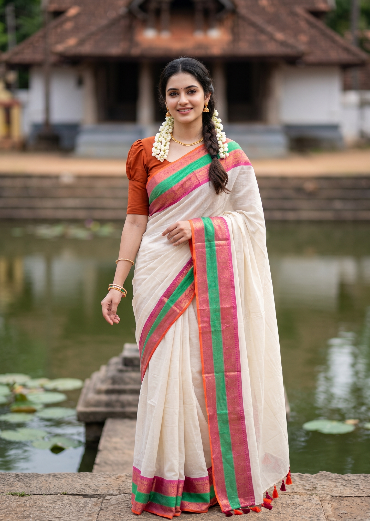 Southloom Mul Cotton 120 x 120 Soft Fabric Saree SL215