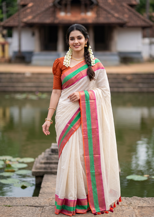 Southloom Mul Cotton 120 x 120 Soft Fabric Saree SL215