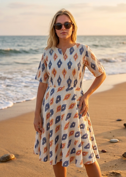 Ikkat Linen Cotton Dress SL293